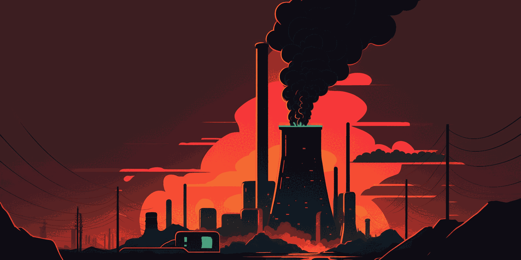 A smoky factory emitting fumes into the atmosphere, symbolizing the impact of fossil fuels on the environment