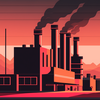 Factory emits carbon dioxide (CO2) emissions, contributing to climate change and global warming